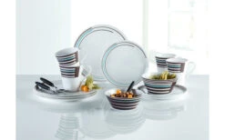 Berger Stripes Dinnerware Set 16 Pcs Incl. Brezza Stainless Steel Cutlery Set 16 Pcs.